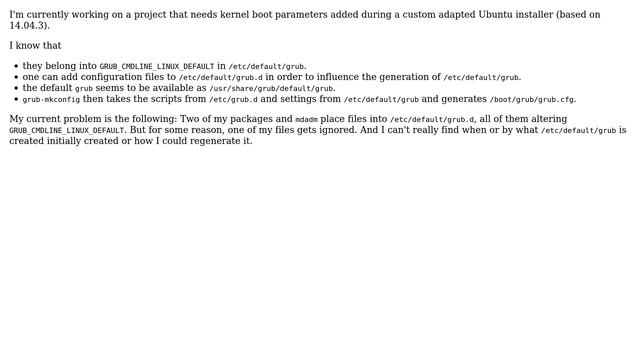Ubuntu: How is /etc/default/grub generated during installation? смотреть онлайн