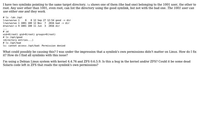 Unix & Linux: Symlink permission issue on Linux + ZFS смотреть онлайн