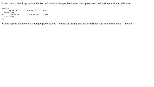 Unix & Linux: What does the backtick before/after dollar sign mean? смотреть онлайн