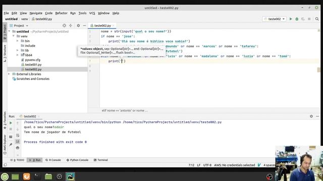 Programação, Python, treinando no Pycharm. смотреть онлайн