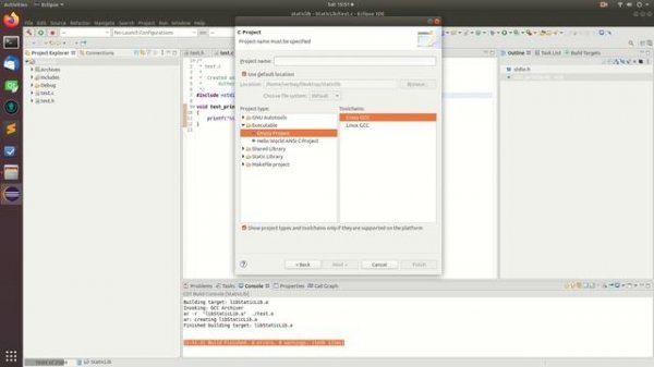 Creating and linking static library using Eclipse IDE for C/C++ Developers