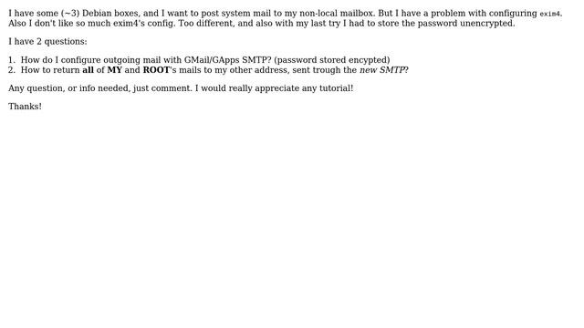 Unix & Linux: How to send non-local mail, with GMail(GApps) SMTP? смотреть онлайн