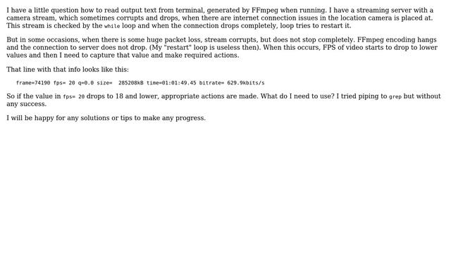 Using bash to read FFmpeg terminal output смотреть онлайн