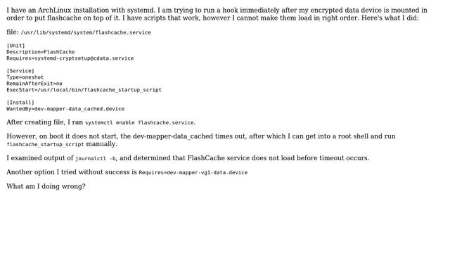 Unix & Linux: How do I start service in systemd right after cryptsetup? смотреть онлайн