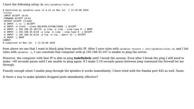 Unix & Linux: Force iptables to immediately put drop rule into effect (2 Solutions!!) смотреть онлайн