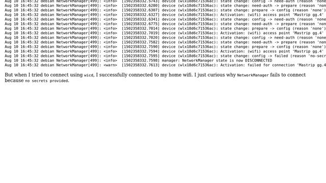 Unix & Linux: Unable to connect to Wi-Fi using NetworkManager (reason 'no-secrets) in Debian 9 смотреть онлайн
