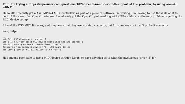 Connecting a MIDI Controller to CentOS5 (2 Solutions!!) смотреть онлайн