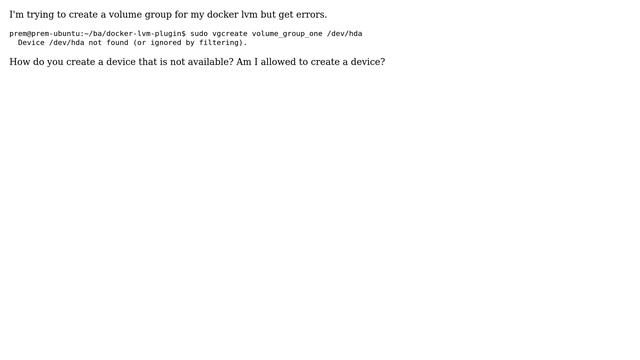 Ubuntu: Unable to add physical volume '/dev/hda' to volume group смотреть онлайн