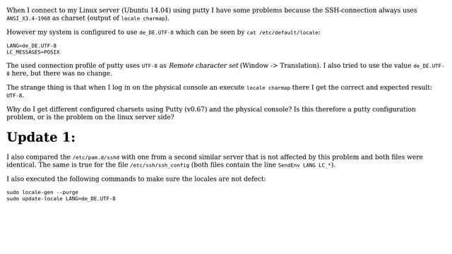 SSH connection using putty: using charset "UTF-8" instead of "ANSI_X3.4-1968"? смотреть онлайн