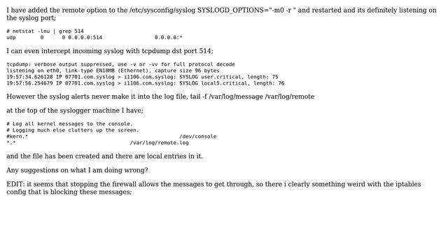 DevOps & SysAdmins: My central syslog server appears to discard remote messages смотреть онлайн