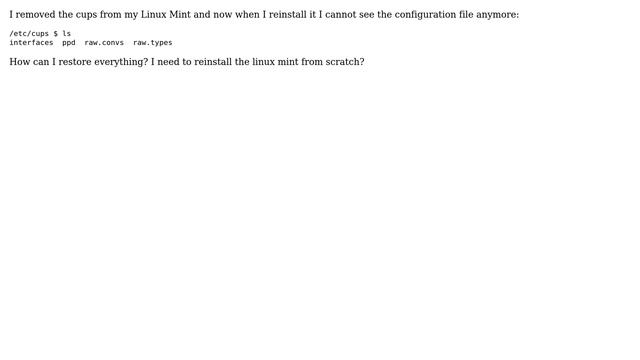 Unix & Linux: CUPS Have No Configuration File