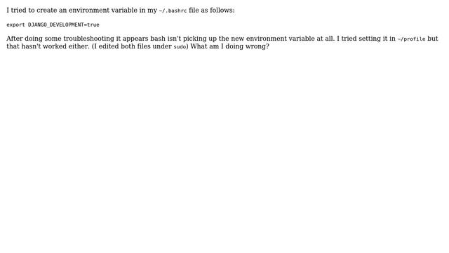 Unix & Linux: environment variables not detected in .bashrc and .profile смотреть онлайн