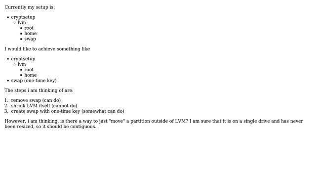 Unix & Linux: How to move swap from encrypted lvm to one-time key? смотреть онлайн