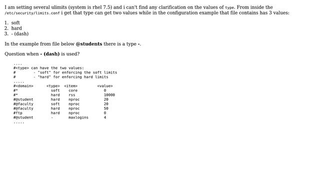 Unix & Linux: Ulimit Configuration Explanation Of Different Types