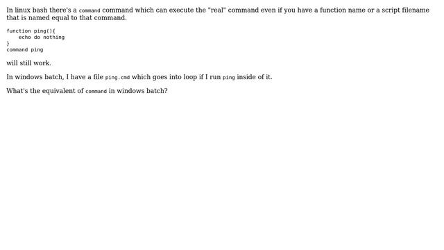 Windows batch equivalent of "command" in linux bash смотреть онлайн