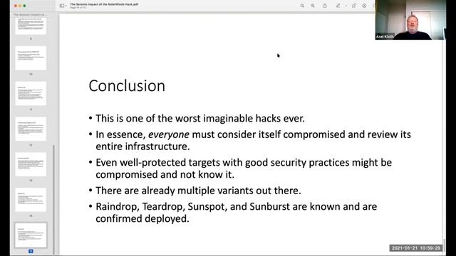 The Seismic Impact of the SolarWinds Hack - Jan 21 2021 смотреть онлайн