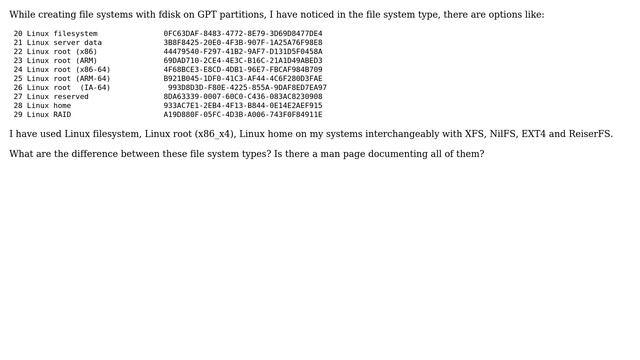 What are the differences between Linux filesystem, Linux server data, Linux root, Linux reserved... смотреть онлайн