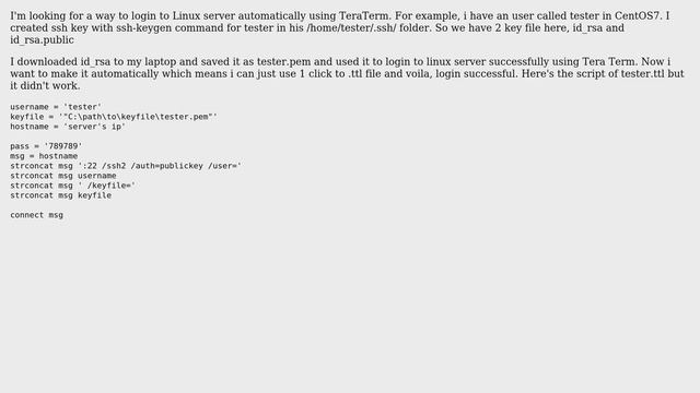 Unix & Linux: Login to Linux server automatically using SSH key with TeraTerm смотреть онлайн