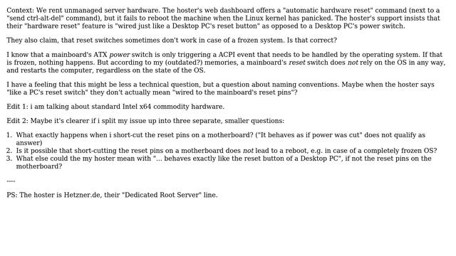 DevOps & SysAdmins: Can a properly wired reset switch fail to reboot a frozen system? смотреть онлайн