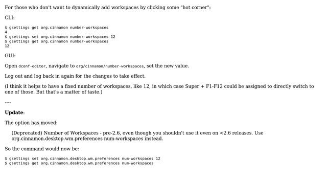 Unix & Linux: How do I change the number of available workspaces in Cinnamon? (6 Solutions!!) смотреть онлайн