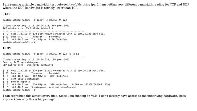 Unix & Linux: Why is my UDP bandwidth significantly lower than TCP bandwidth in iperf? смотреть онлайн