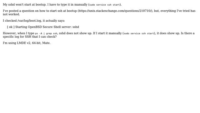Unix & Linux: Is there a specific SSH boot log? смотреть онлайн