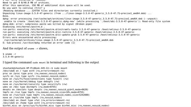 Ubuntu: Unable to create `file' (while processing ): Read-only file syste смотреть онлайн