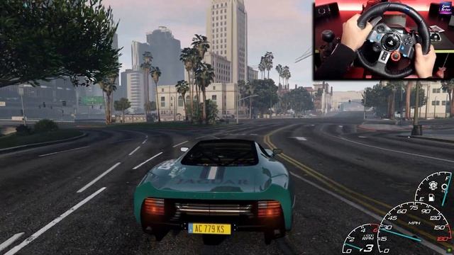 Jaguar XJ-220 | GTA V | Glitch - Logitech G29 gameplay смотреть онлайн