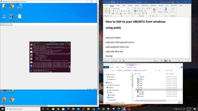 How to SSH to your UBUNTU from your windows Using Putty смотреть онлайн