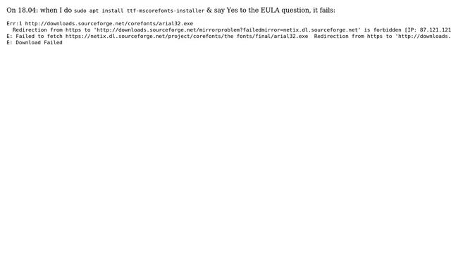Ubuntu: On 18.04, installation of ttf fonts fails смотреть онлайн