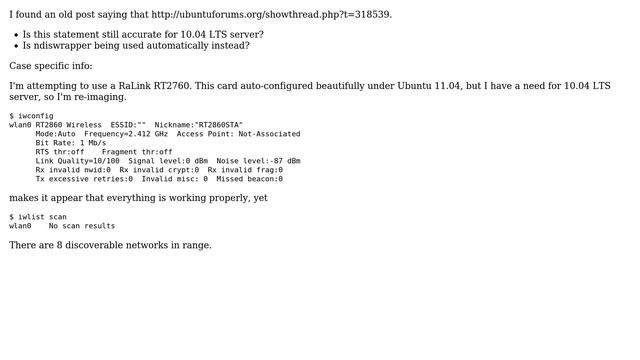 Ubuntu: How well does WPA2 support work on an RaLink RT2760? смотреть онлайн