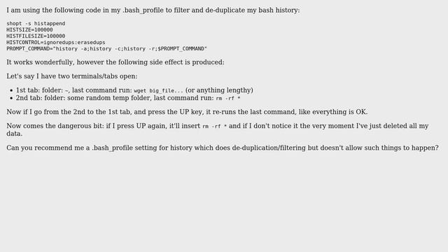 Bash history deduplication causing dangerous multi-shell behaviour смотреть онлайн