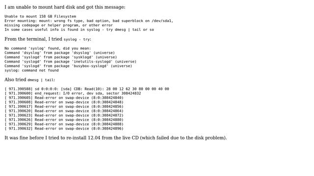 Ubuntu: Unable to mount hard disk смотреть онлайн