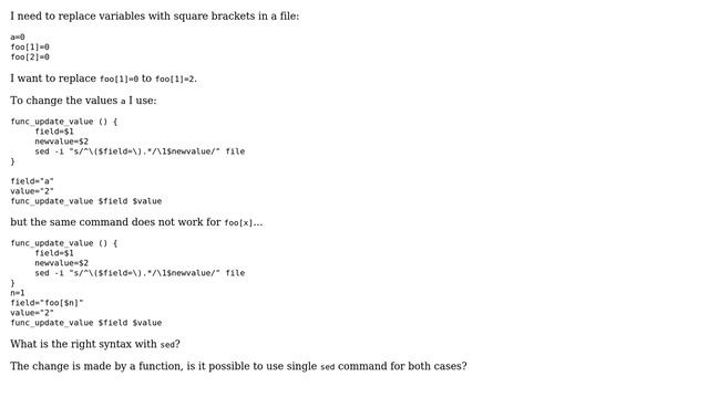 Unix & Linux: How to replace value with square brackets using sed? смотреть онлайн
