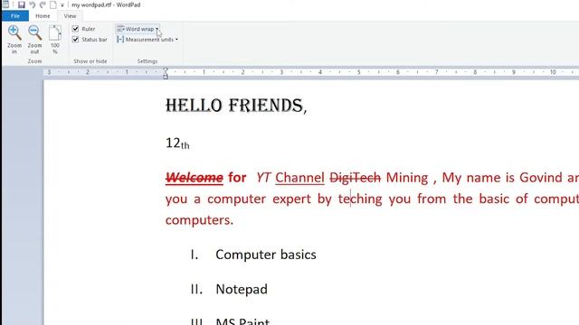 Microsoft Wordpad in Hindi Part-3 | Class-15 | Computer Basic Course in hindi | सीखे बिलकुल शुरू से смотреть онлайн