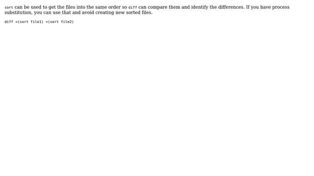 Unix & Linux: diff where lines are mostly the same but out of order? (2 Solutions!!) смотреть онлайн