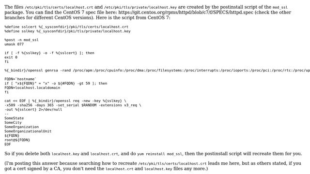 DevOps & SysAdmins: Accidently removed localhost.crt SSL in Centos 6 - what can i do? смотреть онлайн
