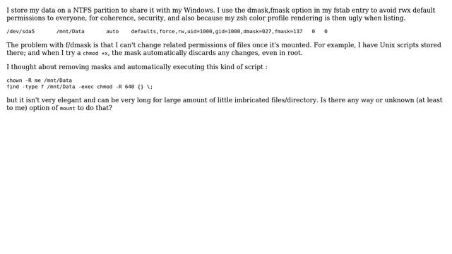 Unix & Linux: How to automatically set permission at automount without mask? смотреть онлайн