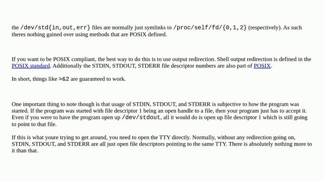 Unix: How portable are /dev/stdin, /dev/stdout and /dev/stderr? смотреть онлайн