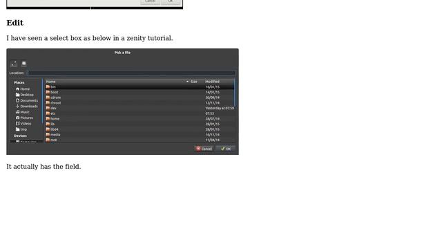 Unix & Linux: Lack of a text input field in zenity file selector смотреть онлайн