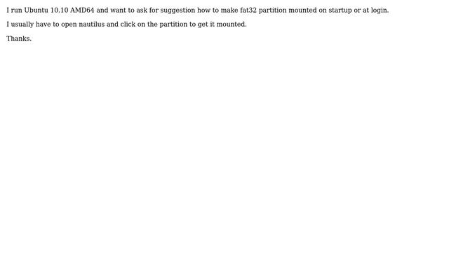 Ubuntu: How to make fat32 partition mounted at startup? смотреть онлайн