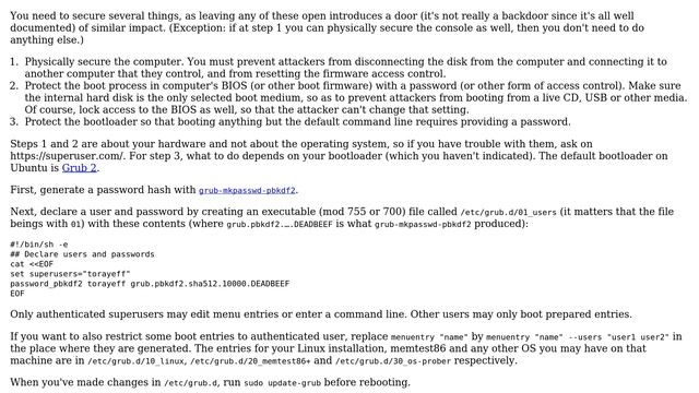 Unix & Linux: How can I prevent someone from gaining root access through the bootloader? смотреть онлайн
