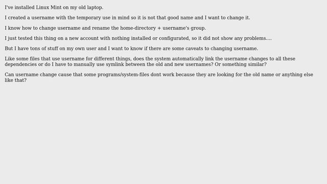 Does changing Linux username give any problems? смотреть онлайн