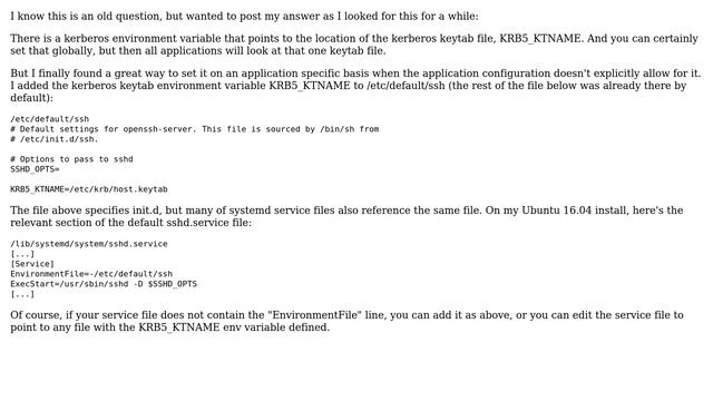 Unix & Linux: Can keytab file location be configured in OpenSSH? (2 Solutions!!) смотреть онлайн