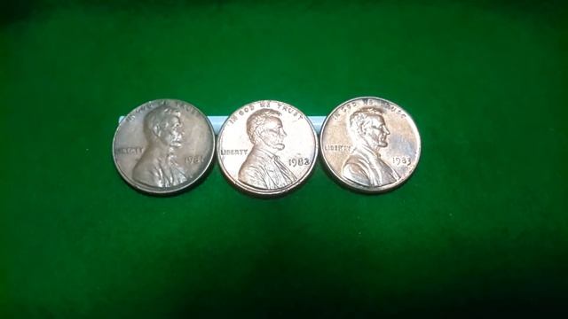 Lincoln penny 1981 - 1982 - 1983,THREE COINS $999usd. смотреть онлайн
