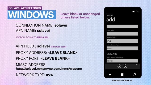 Solavei Windows Mobile APN Settings | Solavei смотреть онлайн