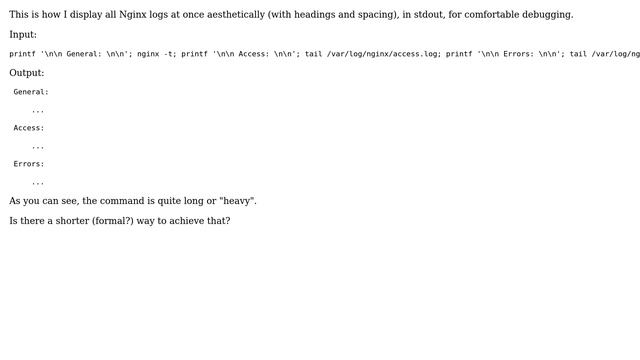DevOps & SysAdmins: Short syntax to display all Nginx logs at once aesthetically, in stdout смотреть онлайн