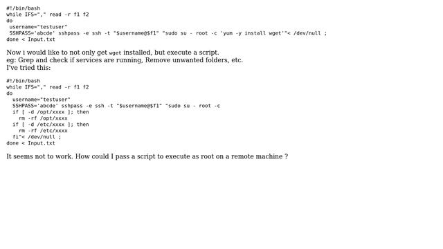 Execute multiple command through SSH using sudo смотреть онлайн