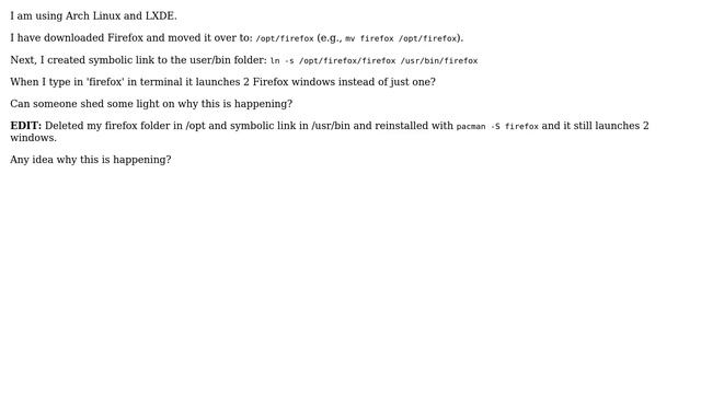 Creating a symbolic link for Firefox and launching creates 2 Firefox windows смотреть онлайн