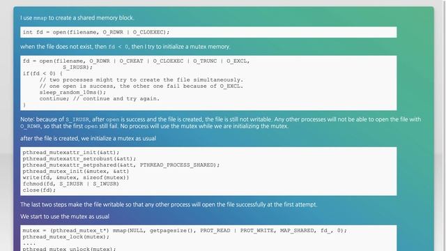 Using pthread mutex shared between processes correctly смотреть онлайн